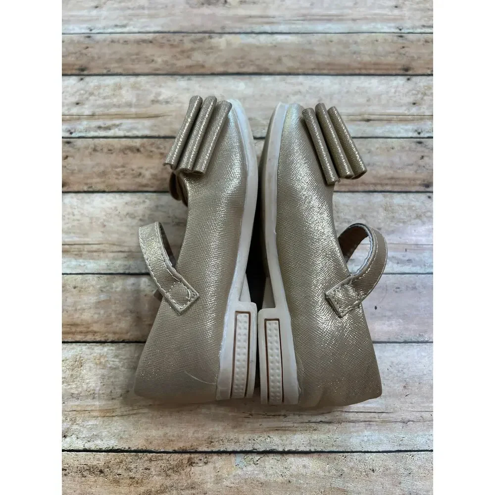 Pipperdoodles Gold Bow Shoes Size 27 (US 8.5)